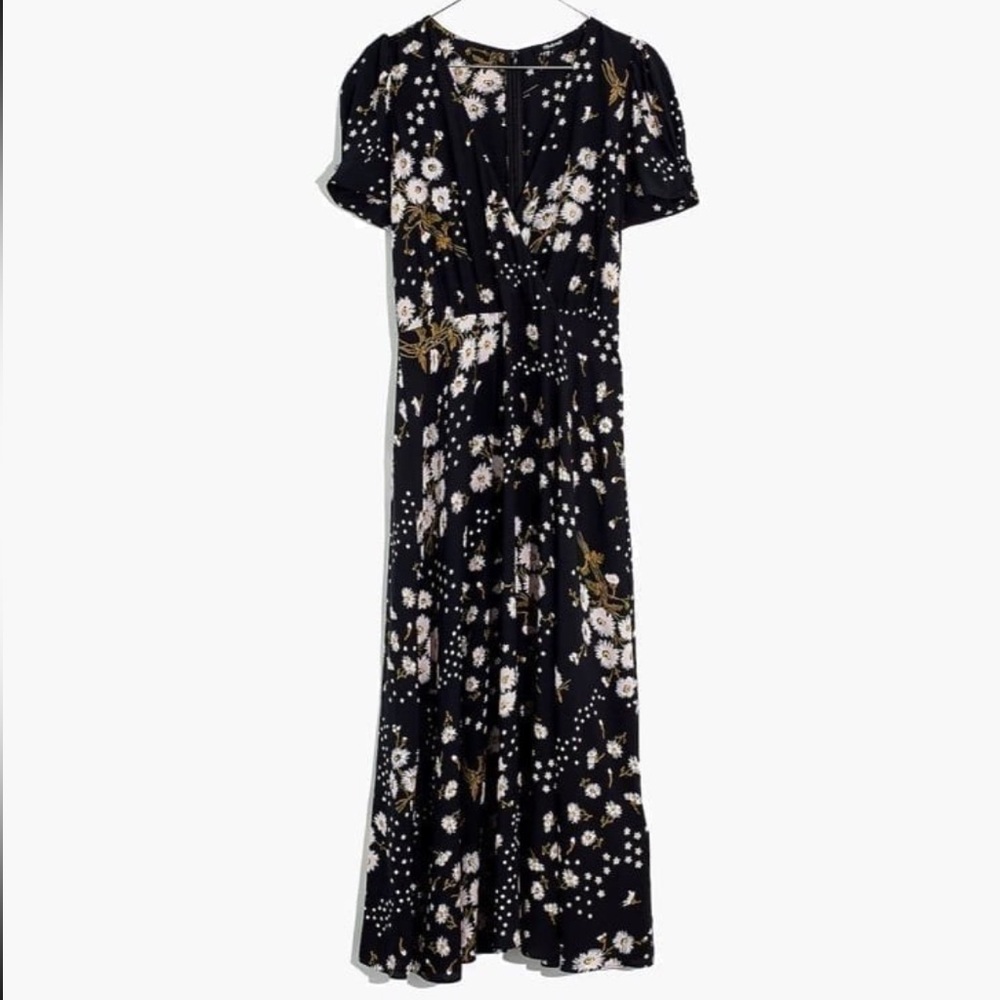 Madewell Wrap-Front Midi Dress in Polka Daisies